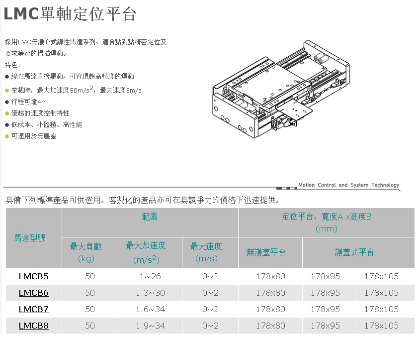 LMC單軸定位平台