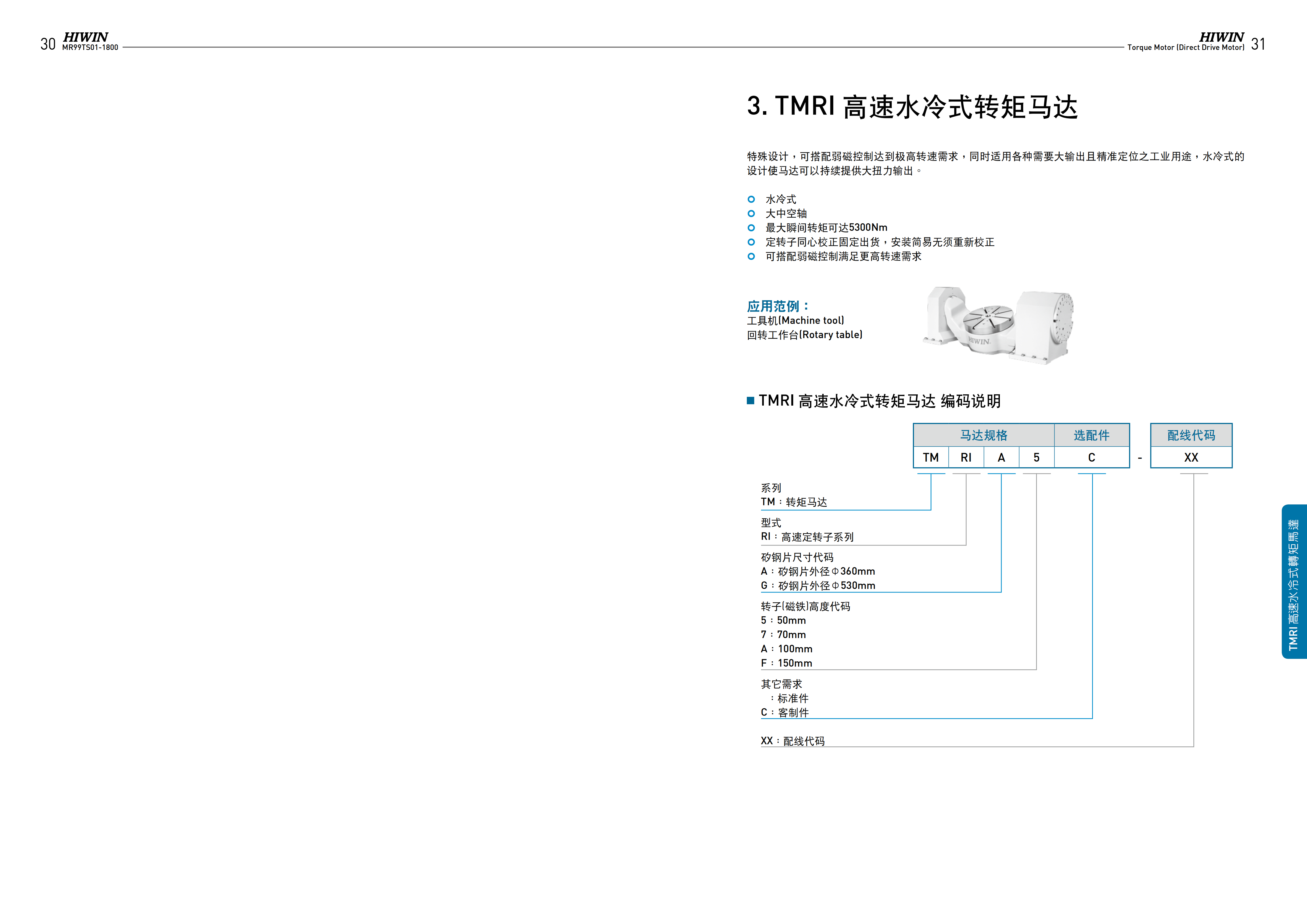 上银水冷式力矩电机TMRIGA-WD